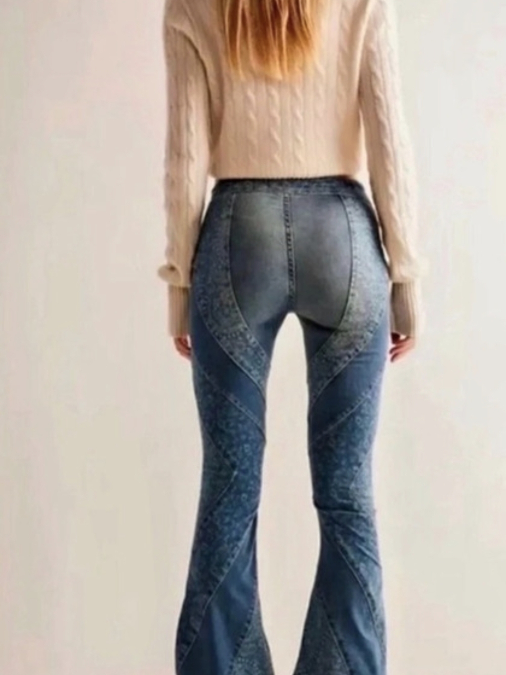 Free People We The Free Jayde Printed Metallic Flare Jeans Paisley Metallic